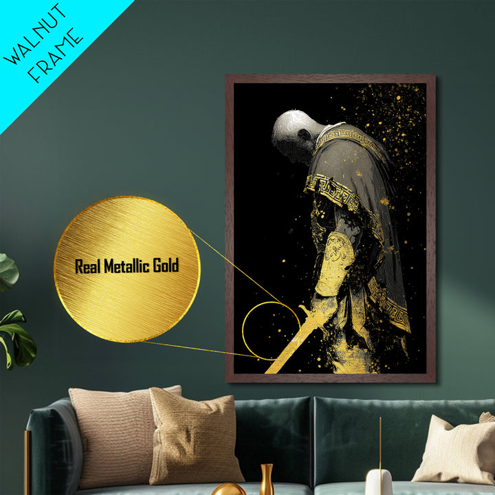 Roman General Metallic Gold Art, Historical Wall Print, Luxury Myth Inspired Home Decor, Collectible Ancient Artwork, Real Wood Frame