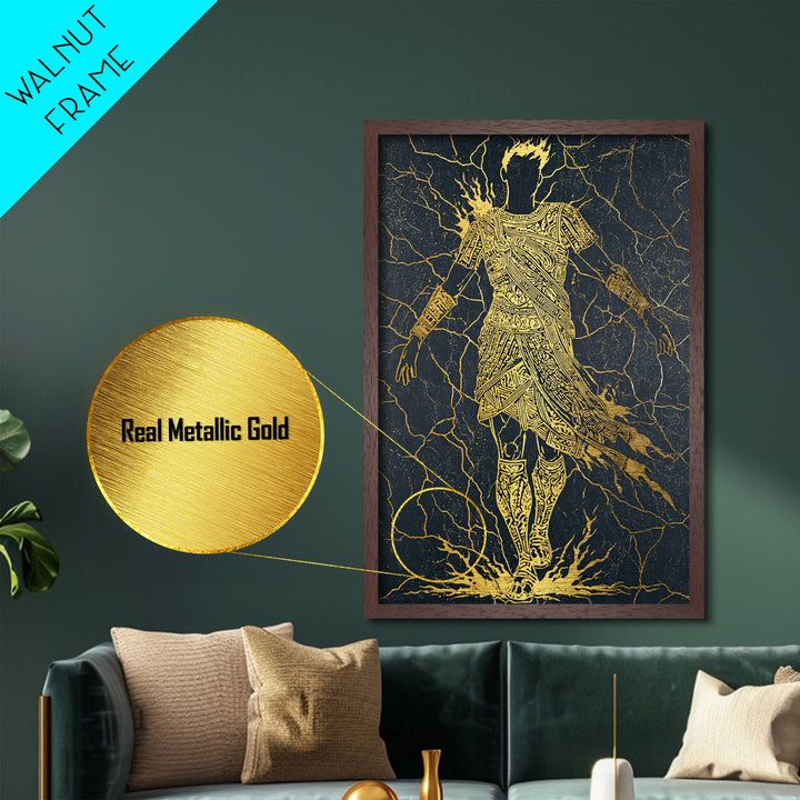 Mythology Inspired Metallic Gold Metal Print, Roman Emperor Wall Art, Historical Home Decor, Ancient Regal Artwork, Real Wood Frame