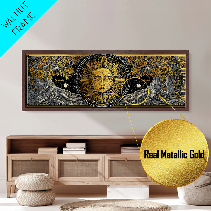 Coeus Titan Of Intellect Artwork, Greek Mythology Inspired Metallic Gold Metal Print, Ancient Titan Wall Art, Real Wood Frame