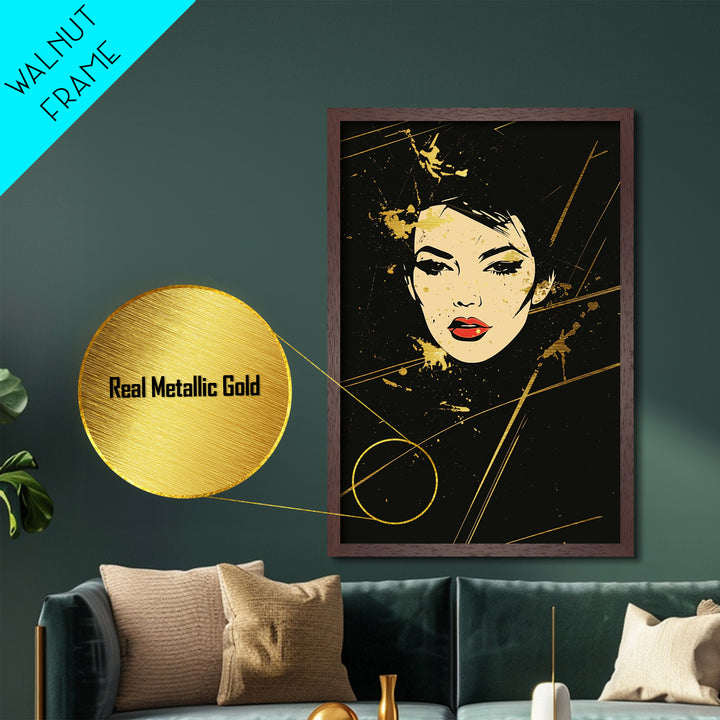 Witch’s Spell Metallic Gold Art, Gothic Halloween Potion Metal Art Wall Decor with Real Wood Frame