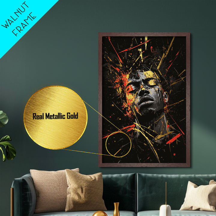 Dark Sorcerer Metallic Gold Art | Spooky Haunted Halloween Wall Decor | Metal Art with Real Wood Frame