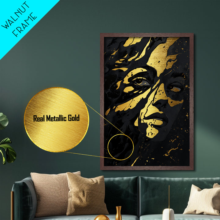 Ghosts Roasting Marshmallows by Fire, Halloween Metallic Gold Art, Metal Art with Real Wood Frame, Cute Spooky Wall Decor
