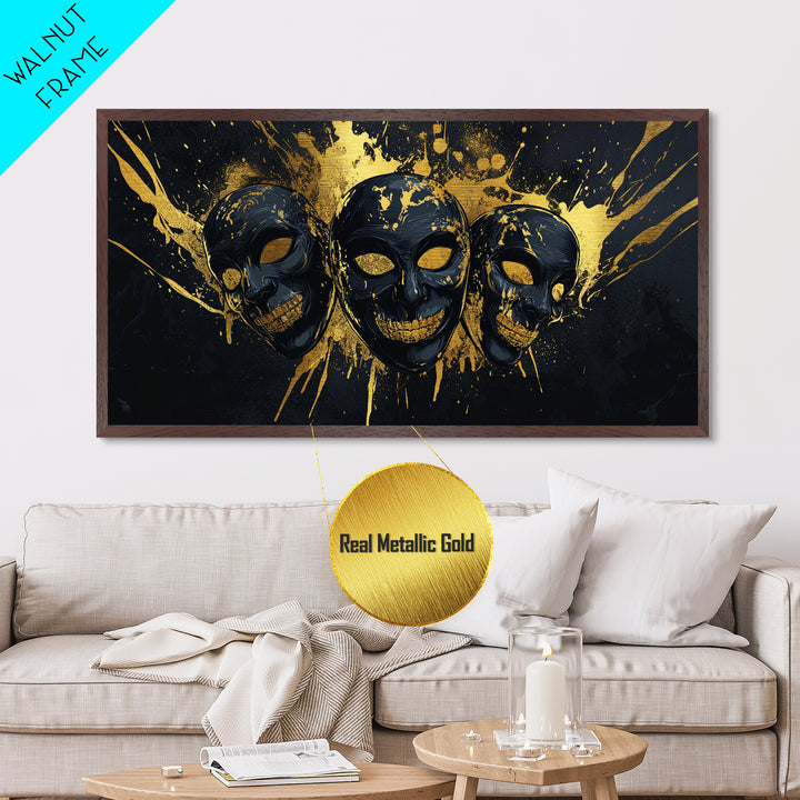 Sacred Goddess Metallic Gold Metal Print, Ornate Splatter Art On Metal, Real Wood Frame Wall Décor, Mystical Divine Artwork