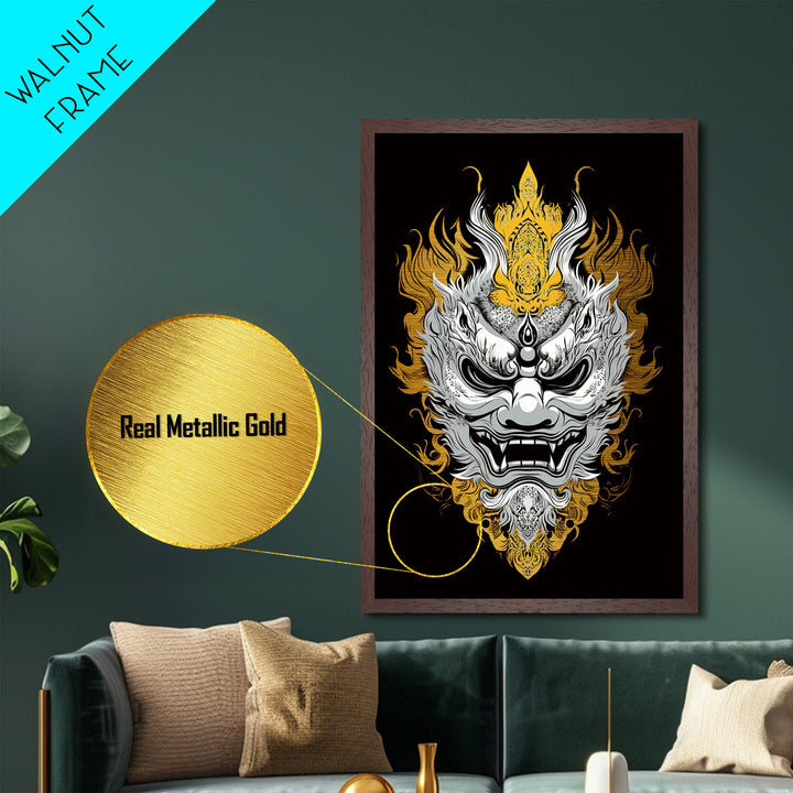 Jaguar Head Splatter Painting, Metallic Gold Art, Exotic Animal Metal Print, Real Wood Frame, Wild Cat Wall Decor, Bold Modern Artwork