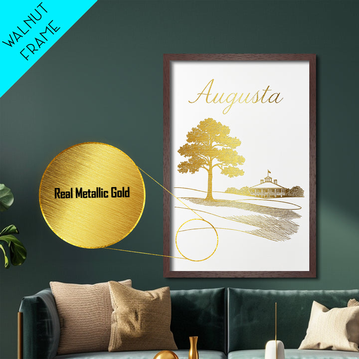 Augusta Georgia Travel, Metallic Gold Art, Wood Framed Art, Metal Art, Modern Wall Art, Adventure Lover Gift