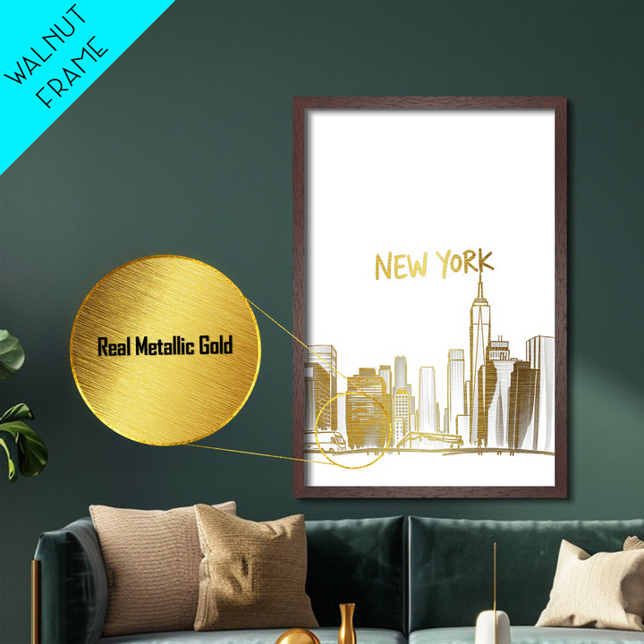 Metallic Gold NYC Travel Poster