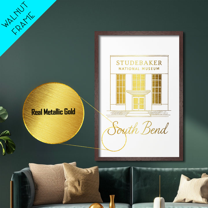 Spokane Washington Travel, Metallic Gold Print, Wood Framed Art, Metal Art, Minimalist Wall Art, Destination Gift, Living Room Decor