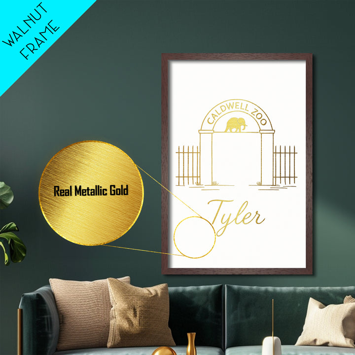 Tyler Texas Travel, Metallic Gold Print, Wood Framed Art, Metal Art, Modern House Art, Wanderlust Gift, Bedroom Decor