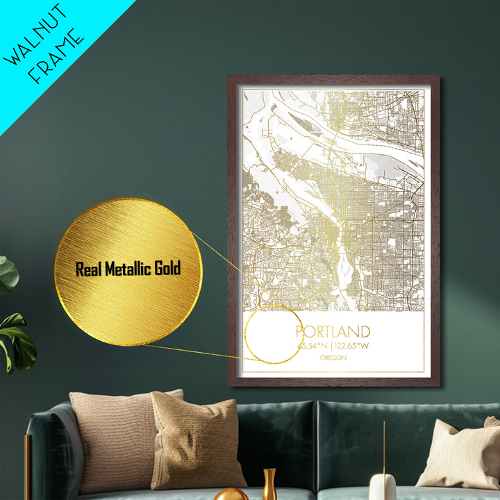 Port St Lucie Florida City Poster, Metallic Gold Art, Metal Art, real wood frames, black and gold, Map Art, Best Friend Gifts
