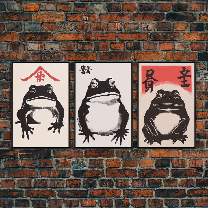 Japanese Set of 3 Frog Prints, Japanese Prints, Vintage Art, Japanese Frog, Matsumoto Hoji  Inspired Wall Decor, Modern Art, Wabi Sabi