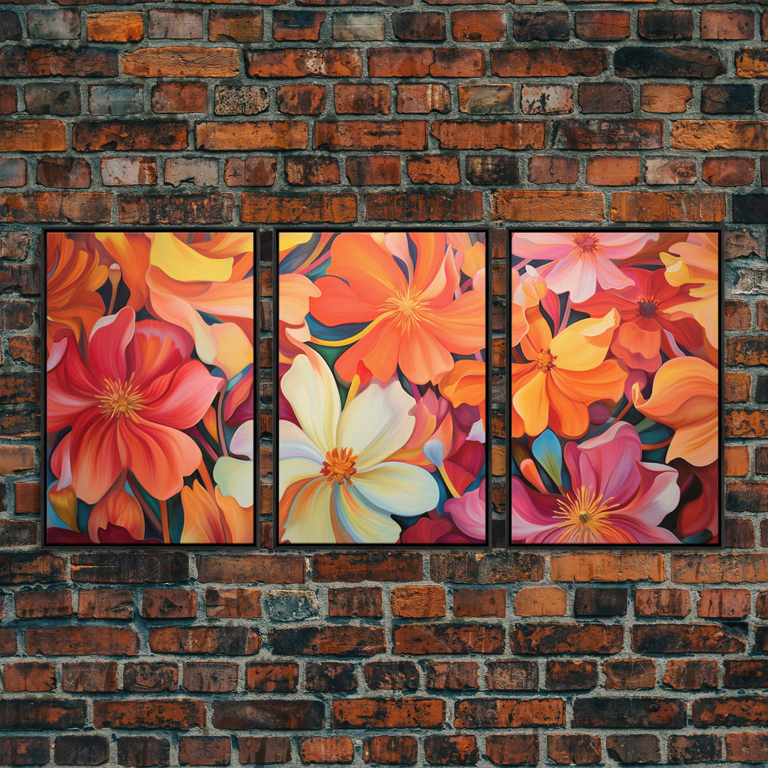 Floral Wall Art, Colorful Wall Art, Botanical Art Print, Canvas Print, Wall Art, 3 Piece Wall Art, Birthday Gift, Kitchen Wall Decor