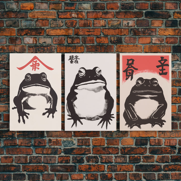 Japanese Set of 3 Frog Prints, Japanese Prints, Vintage Art, Japanese Frog, Matsumoto Hoji  Inspired Wall Decor, Modern Art, Wabi Sabi
