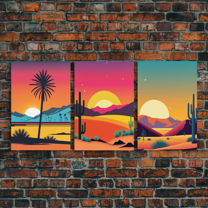 Desert Canvas Prints, Nature Prints Wall Art Set, Framed Canvas Prints Wall Decor, 3 Piece Wall Art Set, Southwestern Decor, Original Art