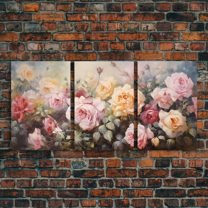 Colorful Art, Roses, Flower Wall Art, Floral Print, Canvas Print, Set Of 3 Prints, Wall Art, 3 Piece Wall Art, Office Decor, Kitchen Art