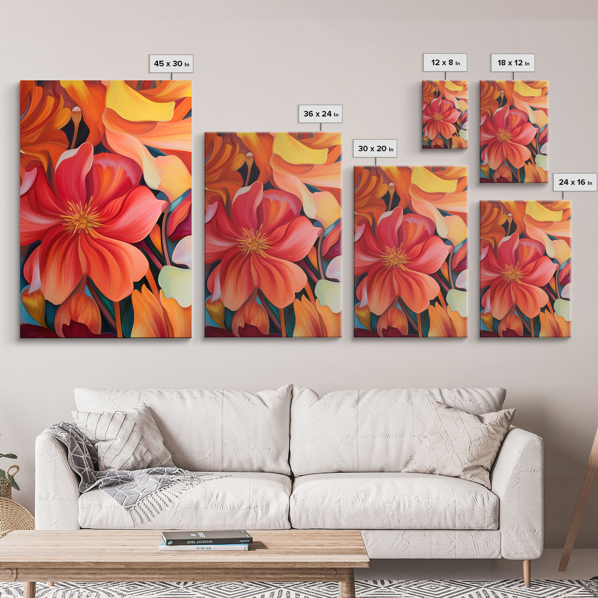 Floral Wall Art, Colorful Wall Art, Botanical Art Print, Canvas Print, Wall Art, 3 Piece Wall Art, Birthday Gift, Kitchen Wall Decor