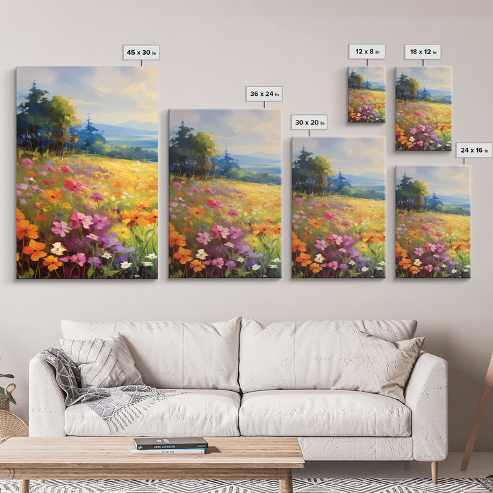 Beautiful Wildflowers Triptych, Wild Flower Art, Watercolor Floral Framed Canvas Print, Wall Art, Rustic Farmhouse Decor, 3 Piece Set