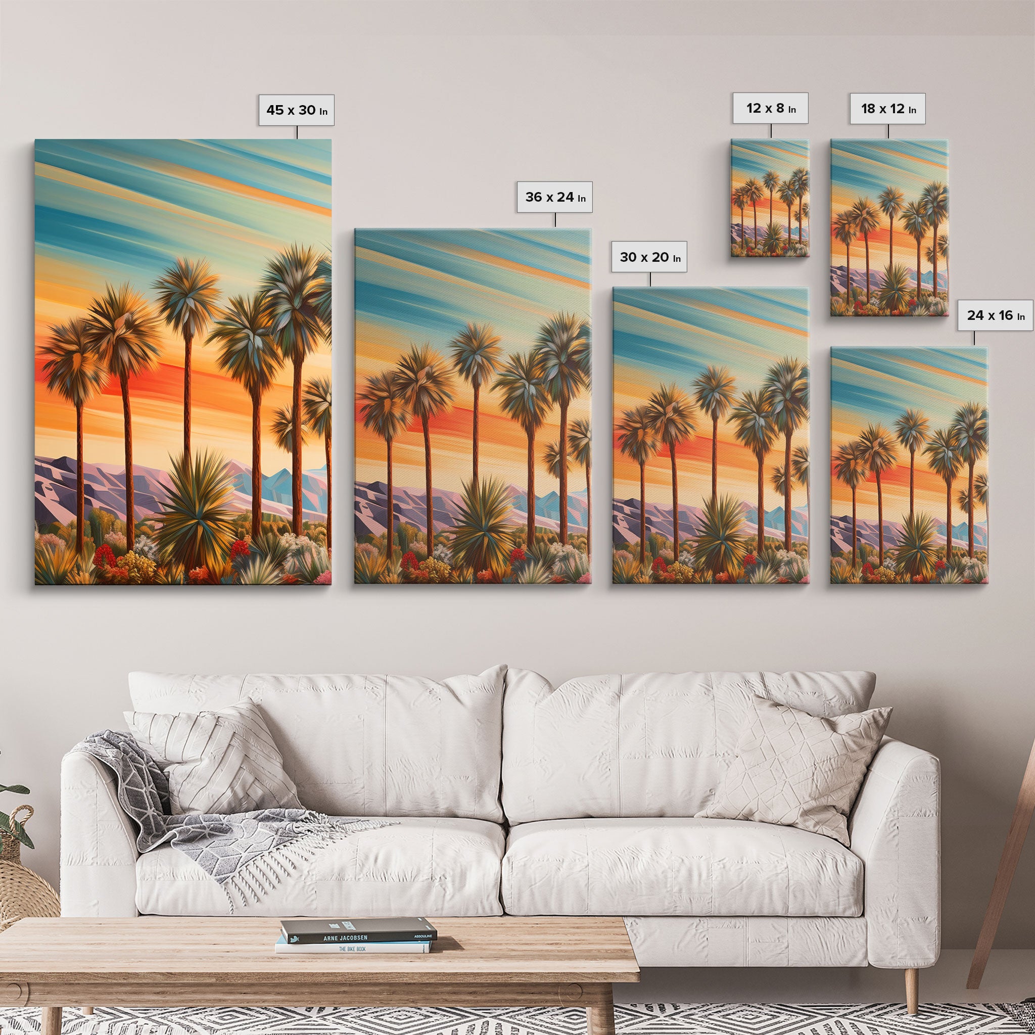 Retro Vibes, Arizona Desert Sunset, Framed Canvas Prints, 3 Piece Wall Art, Arizona Desert, Vintage Style Landscape Art, Southwestern Decor