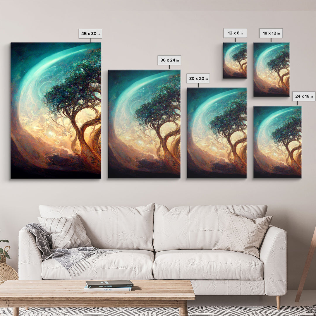 Yggdrasil Tree of Life, Nordic Viking Fantasy Art, Ready To Hang Canvas Print, Cool Living Room Wall Art Decor