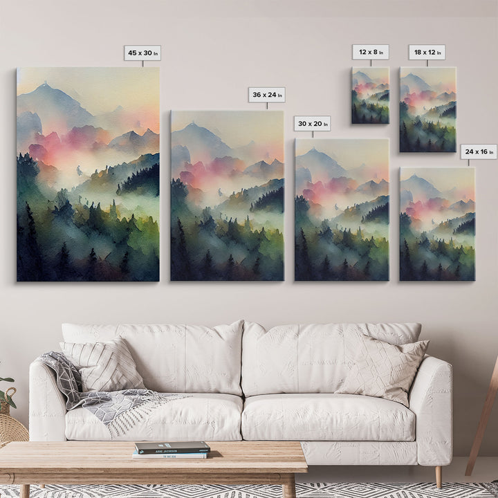 Dramatic Watercolor Sunset Landscape Abstract, Landscape Art, 3 Piece Canvas Decor, 3 Piece Wall Art, Ready To Hang Canvas Prints