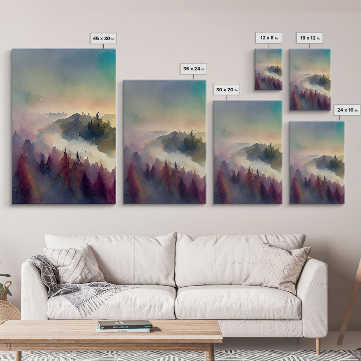 Dramatic Colorful Watercolor Sunset Landscape Abstract, Landscape Art, 3 Piece Canvas Decor, 3 Piece Wall Art, Ready To Hang Canvas Prints