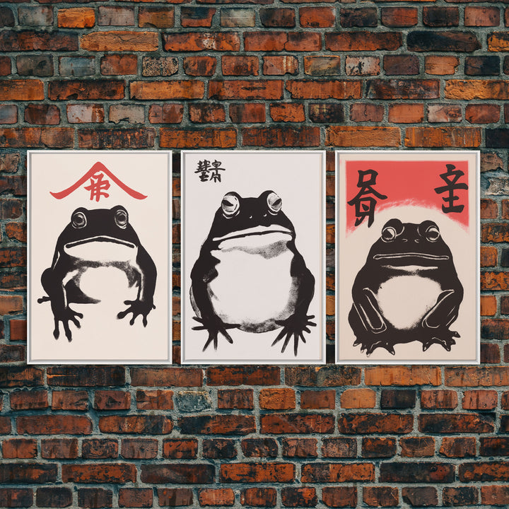 Japanese Set of 3 Frog Prints, Japanese Prints, Vintage Art, Japanese Frog, Matsumoto Hoji  Inspired Wall Decor, Modern Art, Wabi Sabi