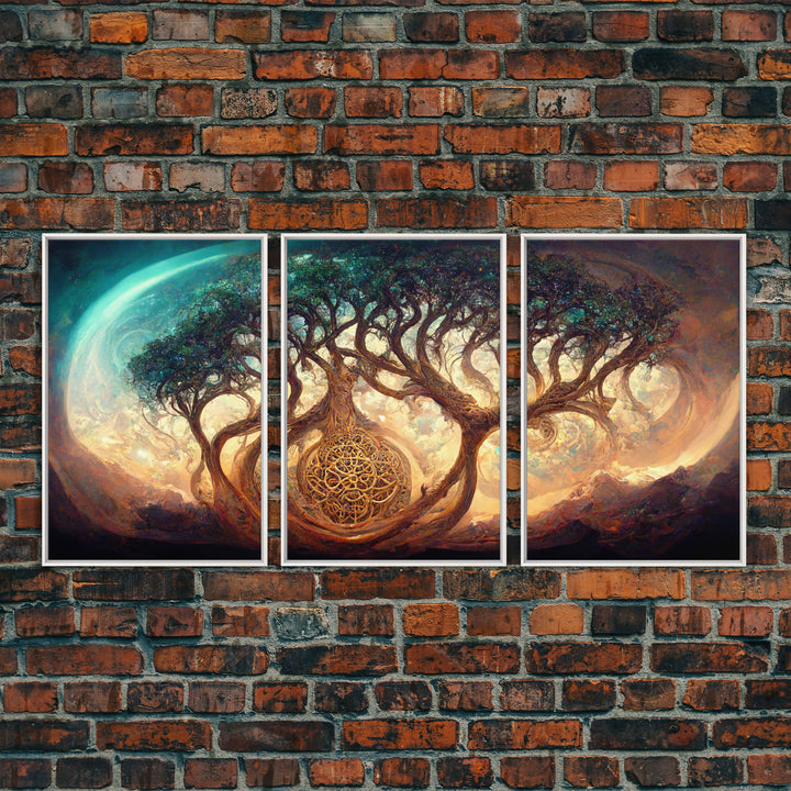 Yggdrasil Tree of Life, Nordic Viking Fantasy Art, Ready To Hang Canvas Print, Cool Living Room Wall Art Decor