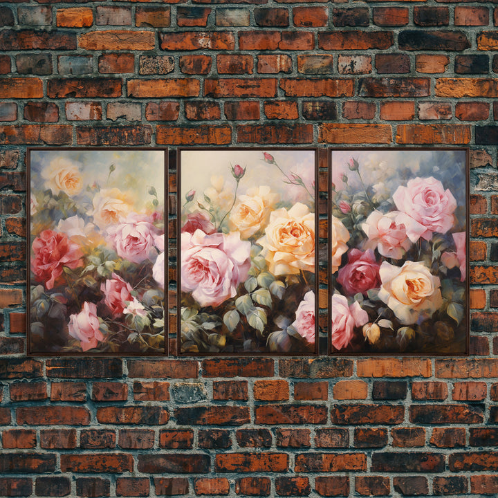 Colorful Art, Roses, Flower Wall Art, Floral Print, Canvas Print, Set Of 3 Prints, Wall Art, 3 Piece Wall Art, Office Decor, Kitchen Art