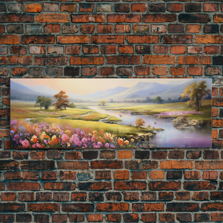 Panoramic Mountain and Forest Canvas Wall Art, Hill and Trees Canvas Wall Decor, Nature and Forest Decoration, Canvas Print Home Decor