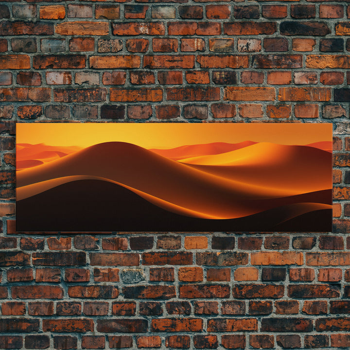 Asbtract Art Deco Style Sand Dunes, Framed Canvas Print, Living Room Decor, MCM Style Art, Midcentury Modern, Minimalist Art