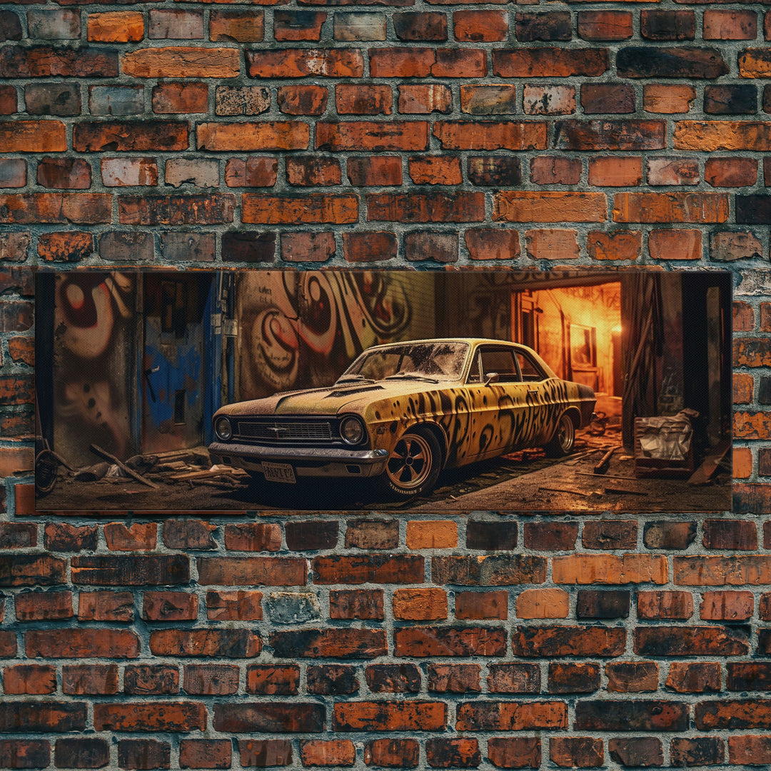 Graffiti Punk Wall Art, Street Art, Framed Canvas Print, Detroit Muscle, Limited Edition, High Quality Art, Game Room Art, Mancave