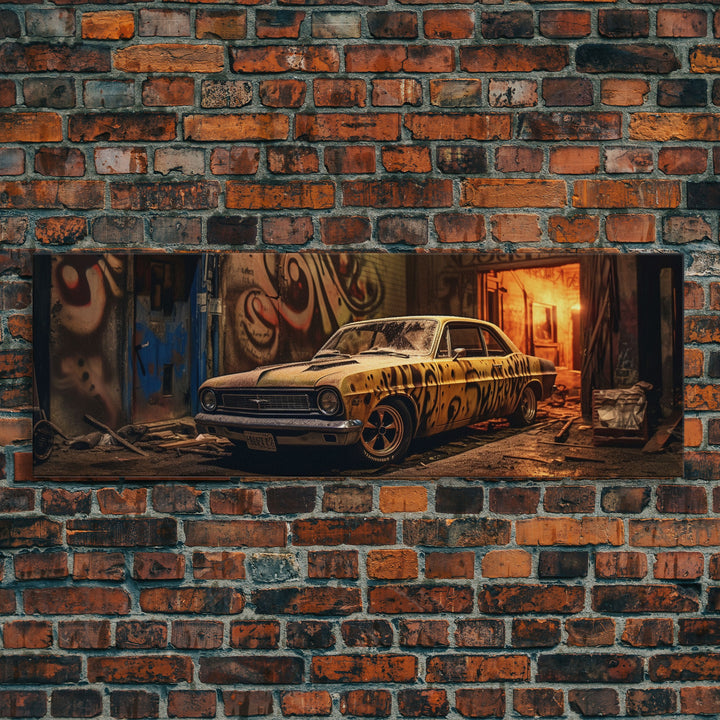 Graffiti Punk Wall Art, Street Art, Framed Canvas Print, Detroit Muscle, Limited Edition, High Quality Art, Game Room Art, Mancave