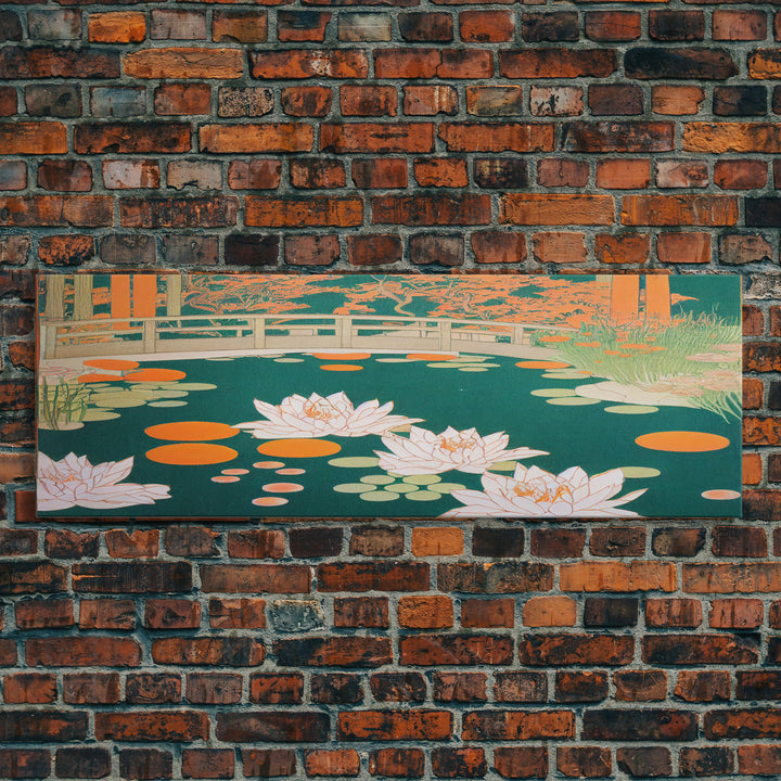 Japanese Style Zen Garden, Extra Large Wall Art, Framed Panoramic Canvas Print, Framed Wall Decor