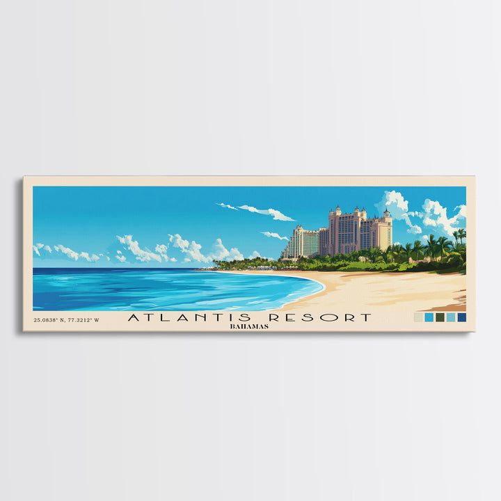 Atlantis Resort, Bahamas Panoramic Print, Vacation Gift, Bahamas Wall Art, Vacation Wall Art, Vacatation Memories, Beach Decor, Beach Or Lakehouse Art