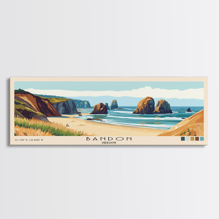 Bandon, Oregon Panoramic Print, Vacation Gift, Oregon Wall Art, Vacation Wall Art, Vacatation Memories, Beach Decor, Beach Or Lakehouse Art