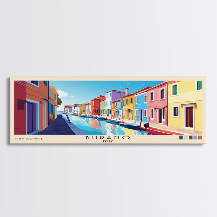 Burano, Italy Panoramic Print, Vacation Gift, Italy Wall Art, Beach Painting, Beach Decor, Beach Or Lakehouse Art