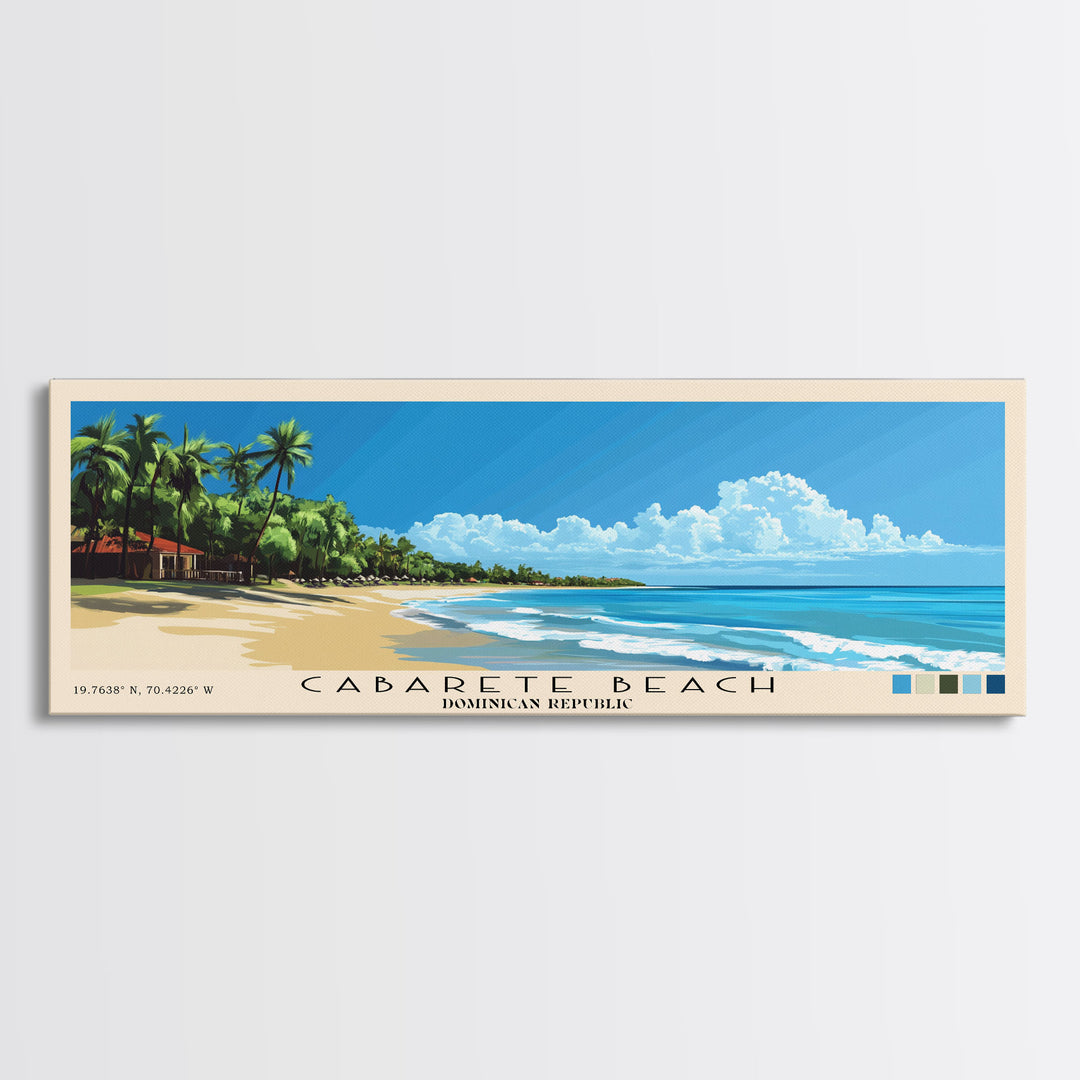 Cabarete Beach, Dominican Republic Panoramic Print, Vacation Gift, Dominican Republic Wall Art, Beach Painting, Beach Decor, Beach Or Lakehouse Art