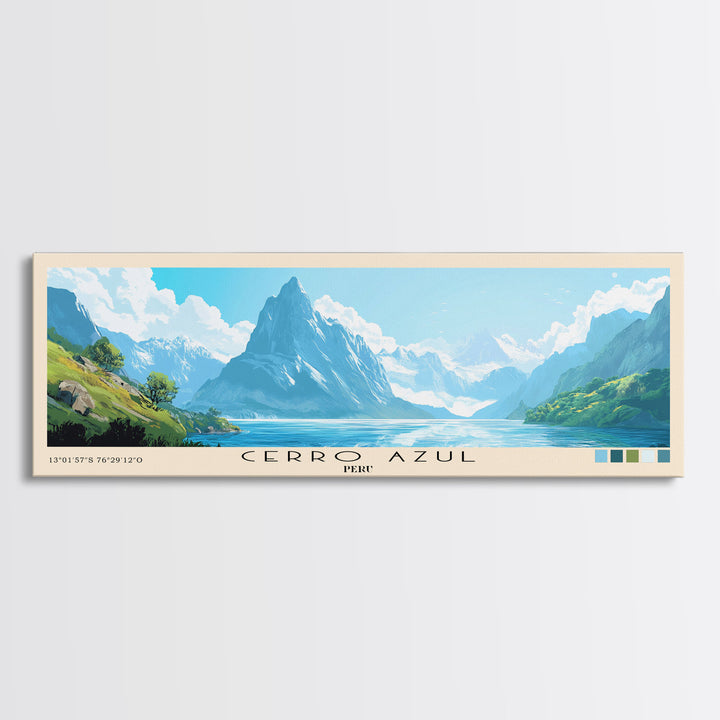 Cerro Azul, Peru Panoramic Print, Vacation Gift, Peru Wall Art, Beach Painting, Beach Decor, Large Wall Art, Wood Frame Art