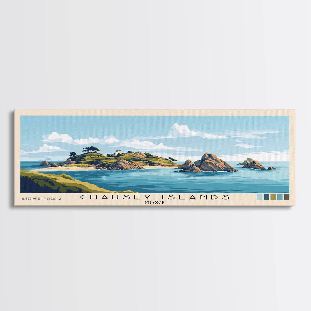 Chausey Islands, France Panoramic Beach Print, Vacation Gift, France Wall Art, Beach Painting, Beach Decor, Beach Painting