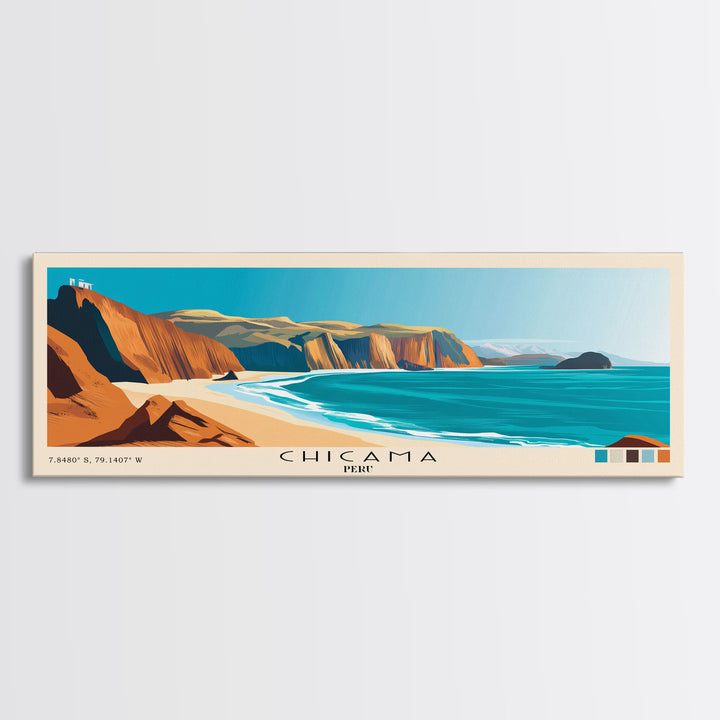 Chicama, Peru Panoramic Print, Vacation Gift, Peru Wall Art, Vacation Wall Art, Vacatation Memories, Beach Decor, Beach Or Lakehouse Art