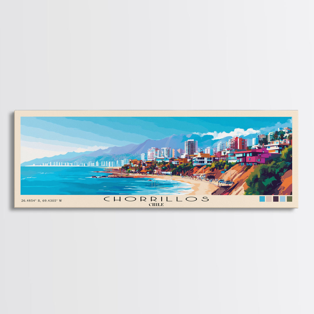 Chorrillos, Chile Panoramic Print, Vacation Gift, Chile Wall Art, Vacation Wall Art, Vacatation Memories, Beach Decor, Beach Or Lakehouse Art