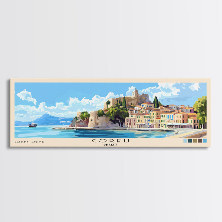 Corfu, Greece Panoramic Print, Vacation Gift, Greece Wall Art, Vacation Wall Art, Vacatation Memories, Beach Decor, Beach Or Lakehouse Art