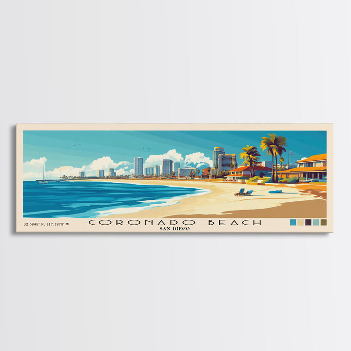 Coronado Beach, San Diego Panoramic Print, Vacation Gift, San Diego Wall Art, Vacation Wall Art, Vacatation Memories, Beach Decor, Beach Or Lakehouse Art
