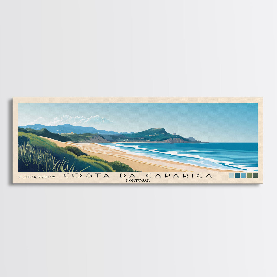 Costa da Caparica, Portugal Panoramic Print, Vacation Gift, Portugal Wall Art, Vacation Wall Art, Vacatation Memories, Beach Decor, Beach Or Lakehouse Art