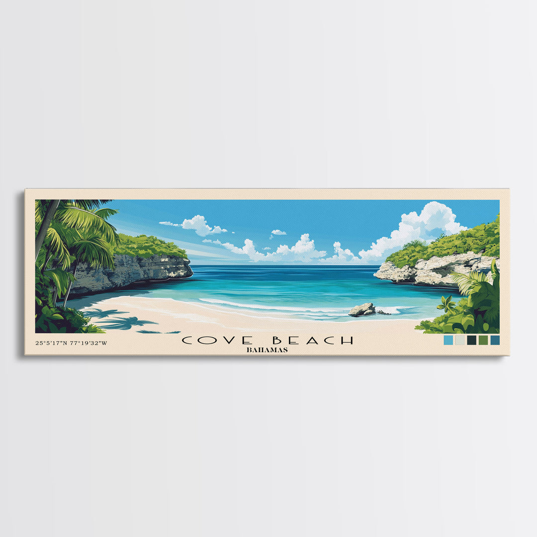 Cove Beach, Bahamas Panoramic Print, Vacation Gift, Bahamas Wall Art, Vacation Wall Art, Vacatation Memories, Beach Decor, Beach Or Lakehouse Art