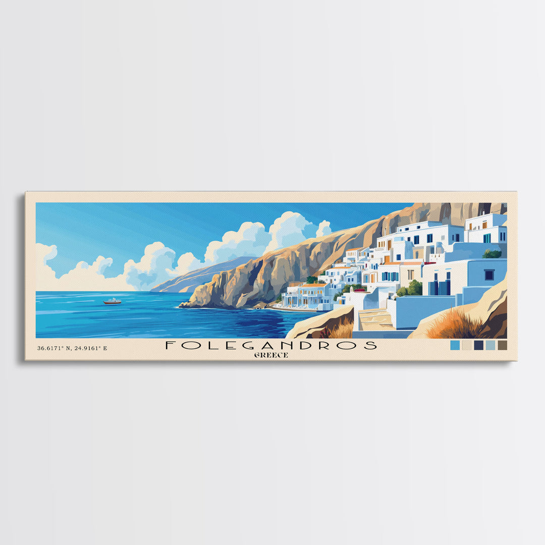 Folegandros, Greece Panoramic Print, Vacation Gift, Greece Wall Art, Vacation Wall Art, Vacatation Memories, Beach Decor, Beach Or Lakehouse Art
