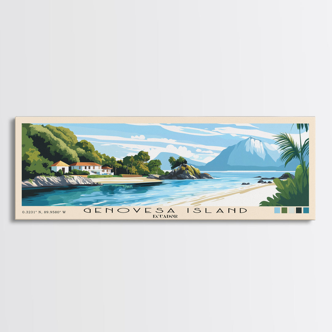 Genovesa Island, Ecuador Panoramic Print, Vacation Gift, Ecuador Wall Art, Beach Painting, Beach Decor, Large Wall Art, Wood Frame Art
