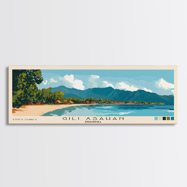 Gili Asahan, Indonesia Panoramic Print, Vacation Gift, Indonesia Wall Art, Vacation Wall Art, Vacatation Memories, Beach Decor, Beach Or Lakehouse Art