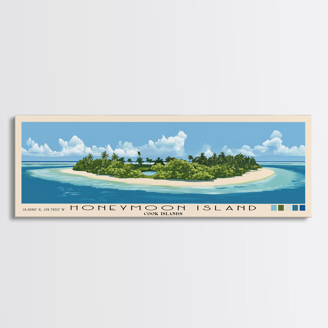 Honeymoon Island, Cook Islands Panoramic Print, Vacation Gift, Cook Islands Wall Art, Vacation Wall Art, Vacatation Memories, Beach Decor, Beach Or Lakehouse Art