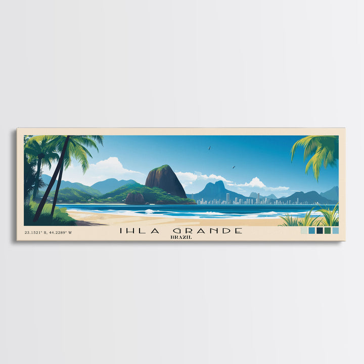 Ihla Grande, Brazil Panoramic Print, Vacation Gift, Brazil Wall Art, Beach Painting, Beach Decor, Large Wall Art, Wood Frame Art