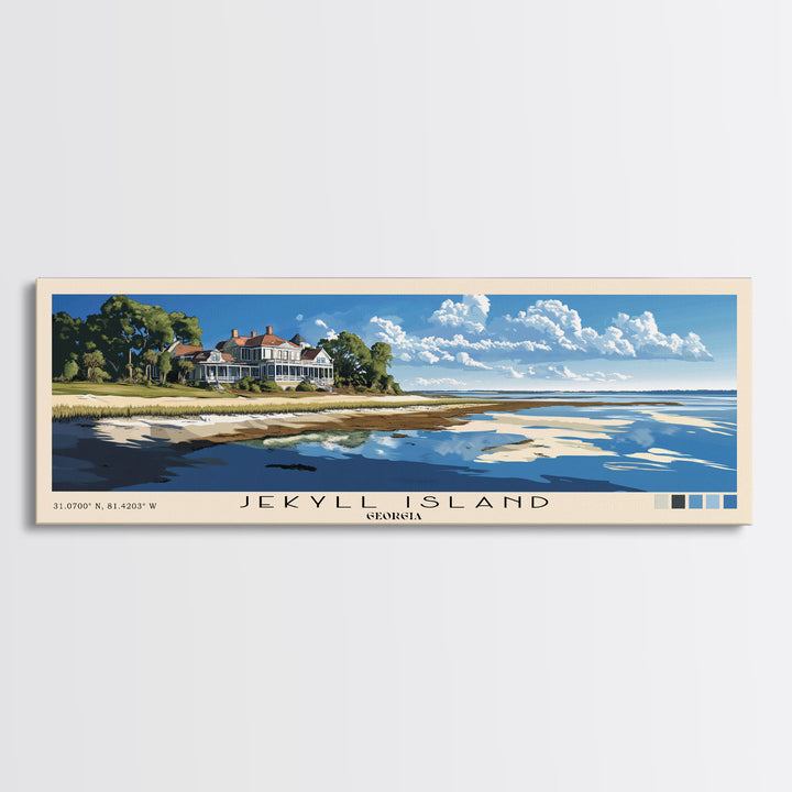 Jekyll Island, Georgia Panoramic Print, Vacation Gift, Georgia Wall Art, Beach Painting, Beach Decor, Large Wall Art, Wood Frame Art